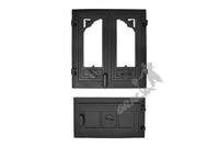 ZESTAW E5  - 43X41 CM + 23X40 CM PRAWE żeliwny piecowy do pieca kominkowy