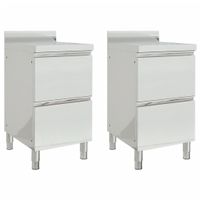 Szafki gastronomiczne z 2 szufladami, 2 szt., stal nierdzewna