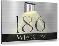 Tabliczka adresowa SREBRNA Tablica numer domu 40x30 lampka LED dużo wzorów