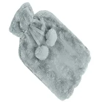 Pluszowy termofor gumowy ogrzewacz w szarym pokrowcu miękkie futerko