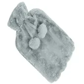 Pluszowy termofor gumowy ogrzewacz w szarym pokrowcu miękkie futerko