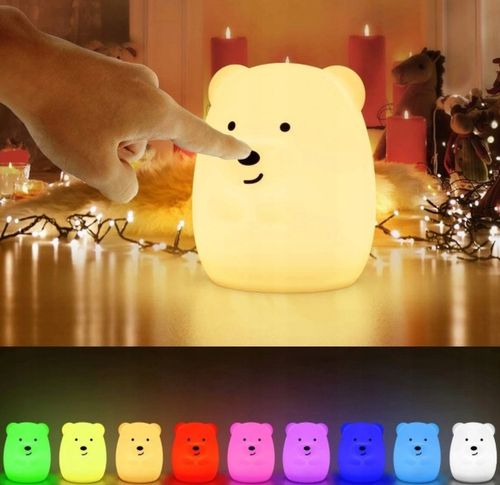 LAMPKA NOCNA MIŚ DLA DZIECI KOLOROWA SILIKON RGB M na Arena.pl