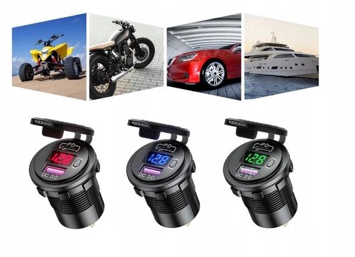 ŁADOWARKA SAMOCHODOWA USB QC3.0 + PD USB C WOLTOMIERZ PRZYCISK ON/OFF na Arena.pl