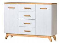 Nowoczesna Komoda Duża 2 Drzwi 4 Szuflady Sosna Anderson 130 cm EVEN DL