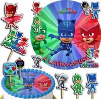 ZESTAW OPŁATEK NA TORT 20CM + TOPPERY PAPIEROWE - PIDŻAMERSI 15CM 18CM