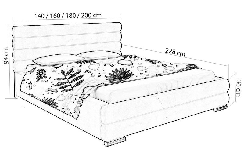DUŻE ŁÓŻKO SYPIALNIANE 180x200 Z STELAŻEM I POJEMNIKIEM zdjęcie 2