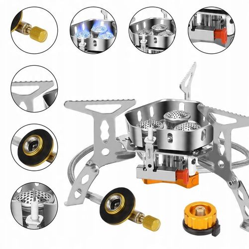 6800W Doskonała MINI kuchenka turystyczna gazowa na kartusze z adapterem na Arena.pl