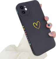 Etui iPhone 11 silikonowe złote serca elastyczne Newseego czarne