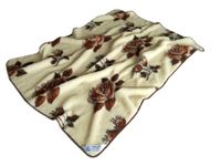 Koc Wełniany 200X240 Merynos Australijski Brązowe Róże Indygosklep.pl