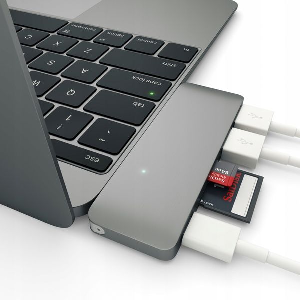 Hub USB Satechi Passthrough Hub (USB-C, 2x USB-A, micro/SD) (space gray) zdjęcie 3