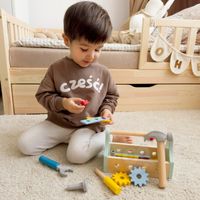 DLA DZIECI DREWNIANA SKRZYNKA Z NARZĘDZIAMI