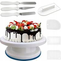 Zestaw Cukierniczy 8 el. Patera Obrotowa Szpatułki Łopatki Dekoracja Tortów