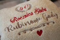 RĘCZNIK Z HAFTEM PREZENT na 40 rocznicę ślubu 100x50 cm ecru kremowy