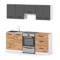 Meble Kuchenne Modułowe Nowoczesne Pojemne Z Blatem 2m Biały Szary Wotan