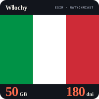 Karta eSIM Internet Włochy 50 GB na 180 dni - bez rejestracji