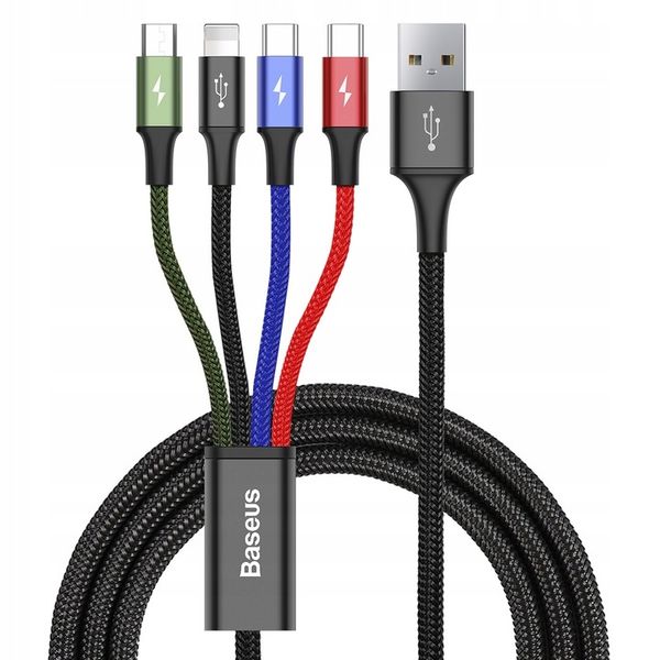 SZYBKI KABEL MOCNY PRZEWÓD BASEUS 4W1 USB DO IPHONE LIGHTNING MICRO 2xUSB-C zdjęcie 15