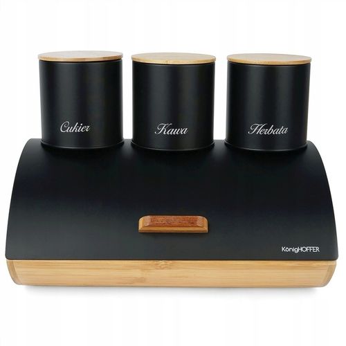 Zestaw CHLEBAK BAMBUSOWY + 3x Puszka KAWA HERBATA CZARNY Konighoffer Cosmic na Arena.pl