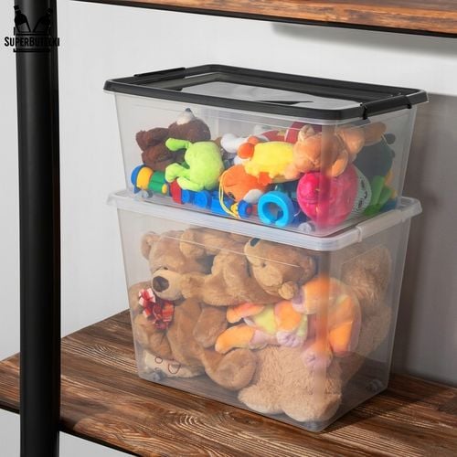 DUŻY POJEMNIK Z KÓŁKAMI 80L PLASTIKOWY ORGANIZER SZUFLADY SZAFY NA na Arena.pl