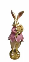 FIGURKA WIELKANOCNY ZAJĄC KRÓLIK z kwiatami model II