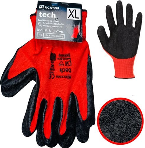rękawice robocze mercator tech red+black latex - xl - 1 para na Arena.pl
