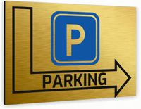 Tabliczka znak informacyjny 30x20 Złota PARKING Aluminiowa NADRUK UV