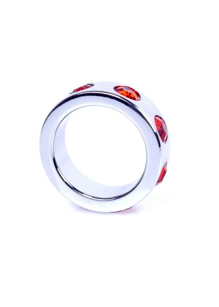 Pierścień-Metal Cock Ring with Red Diamonds Small zdjęcie 2