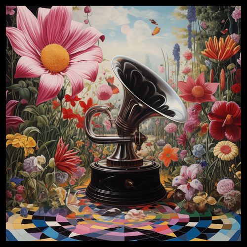 Plakat 40x40cm Gramofon w Kwiatach na Arena.pl