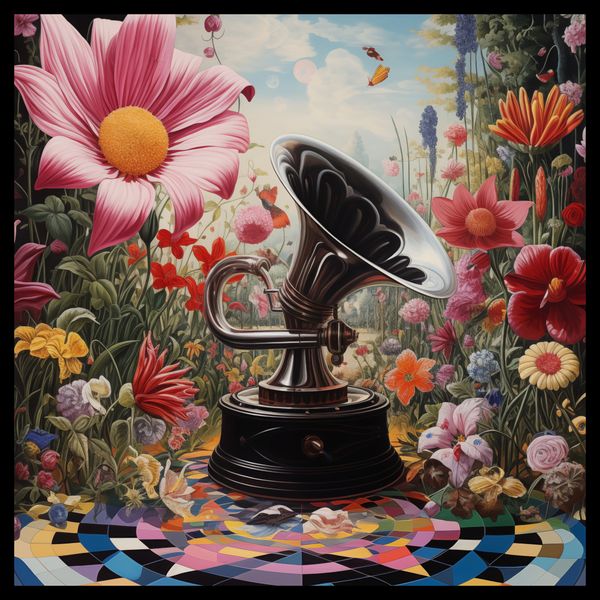 Plakat 40x40cm Gramofon w Kwiatach zdjęcie 2