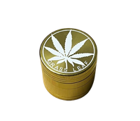 Złoty Młynek do Mielenia Tytoniu Ziół Suszu CBD z Logiem Marihuany Gentelo
