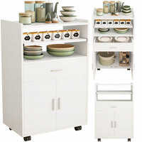 WÓZEK KUCHENNY SZAFKA REGAŁ MOBILNY NOWOCZESNY BIAŁY NA KÓŁKACH PÓŁKA