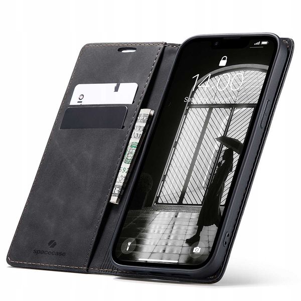 Spacecase Wallet Iphone 16E Black zdjęcie 1