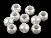 KORALIKI KULE DUŻE MAKRAMA PLASTIK DUŻY OTWÓR BIAŁA PERŁA 11x15MM 6SZT