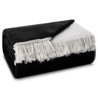 Koc akrylowo-bawełniany z frędzlami DUO AKRYL 220X240 biało-czarny