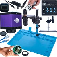 MIKROSKOP CYFROWY STABILNY KAMERA HDMI USB SILIKONOWA MATA ŻELAZNA PODSTAWA