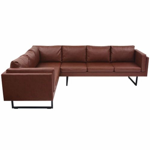 Sofa Narożna, Sztuczna Skóra, Brąz na Arena.pl