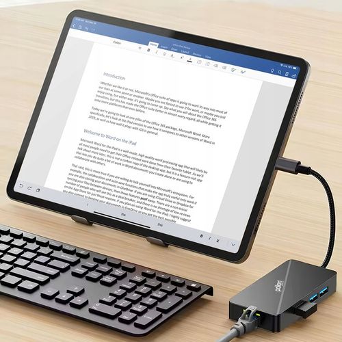 Adapter HUB 6w1 POLION USB-C przejściówka USB 3.2 PD 100W HDMI 4K LAN 1Gb na Arena.pl