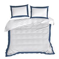 Pościel z satyny z ozdobną Kantą 160X200 70X80X2 LAURA biała + granatowa