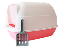 Kuweta zamykana dla kota różowa z łopatką 50x35x33cm COMFORT