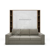 Półkotapczan MEBLOPOL 160V pionowy z sofą i regałami OAK COUNTRY/WHITE MATT