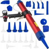 Pistolet pneumatyczny do gęstych mas silikon wyciskacz 600 ml + końcówki