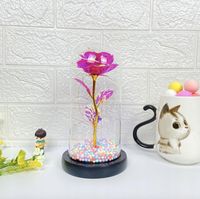 WIECZNA RÓŻA W SZKLE PREZENT WALENTYNKI DZIEŃ BABCI ŚWIECĄCA LED + PUDEŁKO