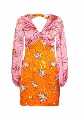 NEVER FULLY DRESSED PINK AND ORANGE IRIS MINI DRESS 36 zdjęcie 1