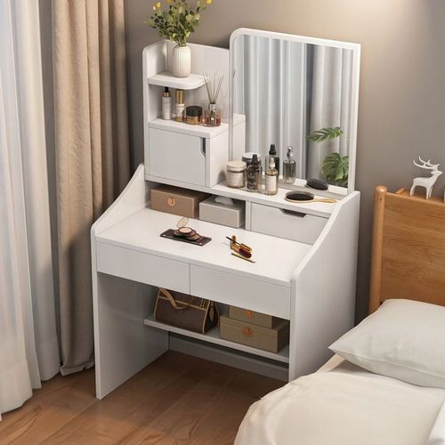 TOALETKA Z LUSTREM BIAŁA MAKIJAŻU GLAMOUR Z SZUFLADAMI SKANDYNAWSKA MODERN na Arena.pl