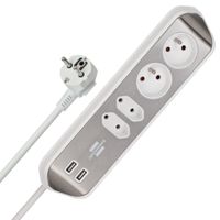 Gniazdko Narożne 4x Listwa Zasilająca USB Stal Brennenstuhl estilo
