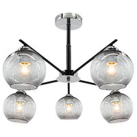 Modernistyczna LAMPA sufitowa 1859/5 8C BL Elem szklana OPRAWA loftowa molecular chrom czarna
