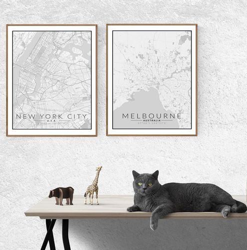 Melbourne mapa czarno biała - plakat 20x30 cm na Arena.pl
