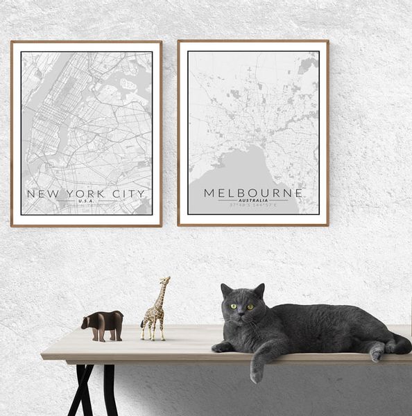 Melbourne mapa czarno biała - plakat 20x30 cm zdjęcie 2