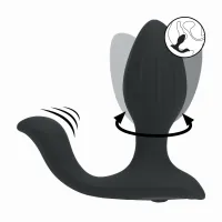 levelz plug-ilicious 2 czarny - silikonowy korek z rotacją i wibracją