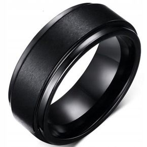 Czarna Obrączka z Wolframu Damsko Męska zdjęcie 1
