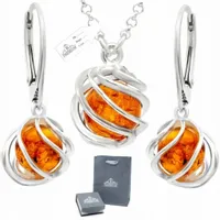 Komplet biżuterii srebrnej 925 z BURSZTYNEM Zestaw